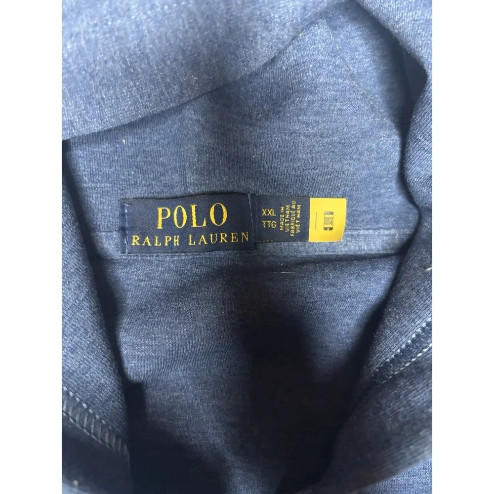 Polo Ralph Lauren Hoodie Men's 2XL Navy Blue Full Zip Hooded Sweatshirt Pockets